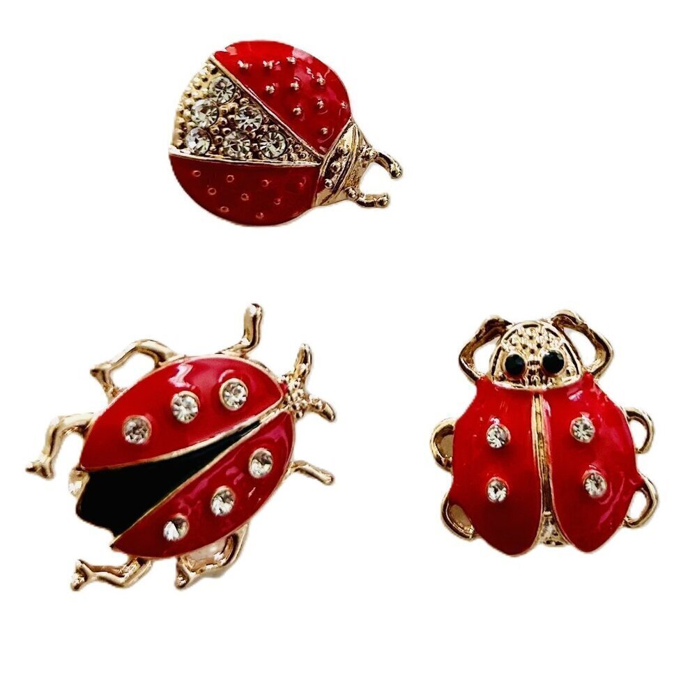 THREE Beetle Pins Sparkly Fashion Brooch Pack Animal Lover Beetle Lover Pins 1"